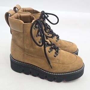 & Other Stories Boots Brown Suede Lace Up Scalloped Soles